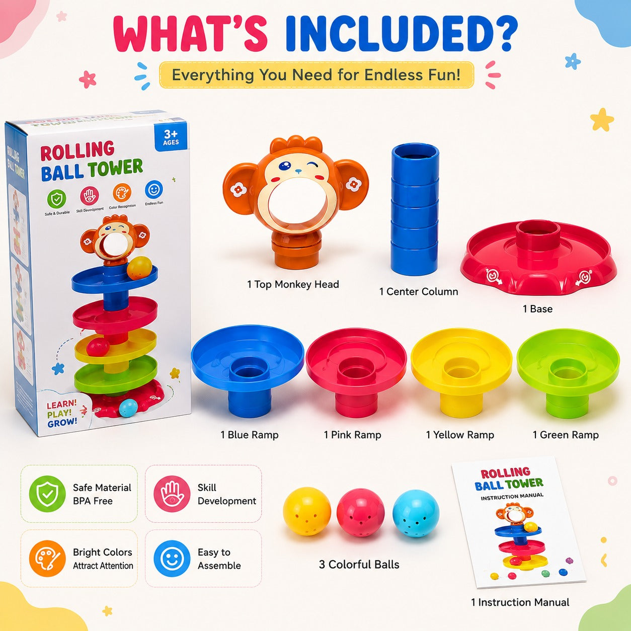Swirling Tower Toy with Balls