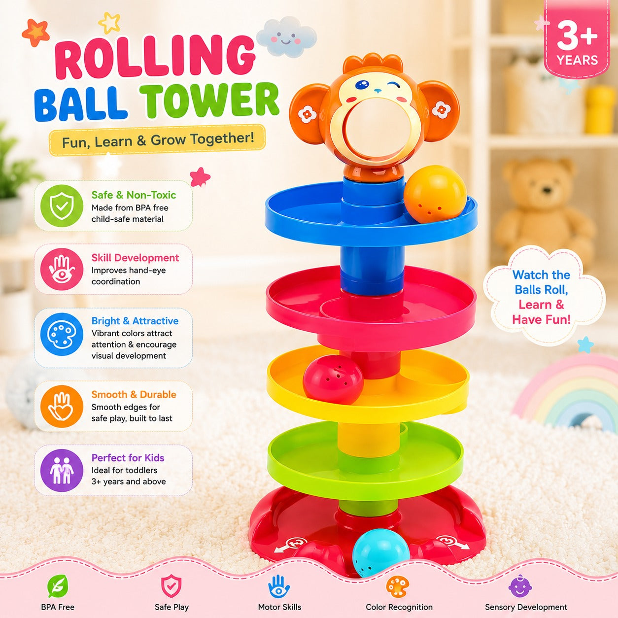 Swirling Tower Toy with Balls