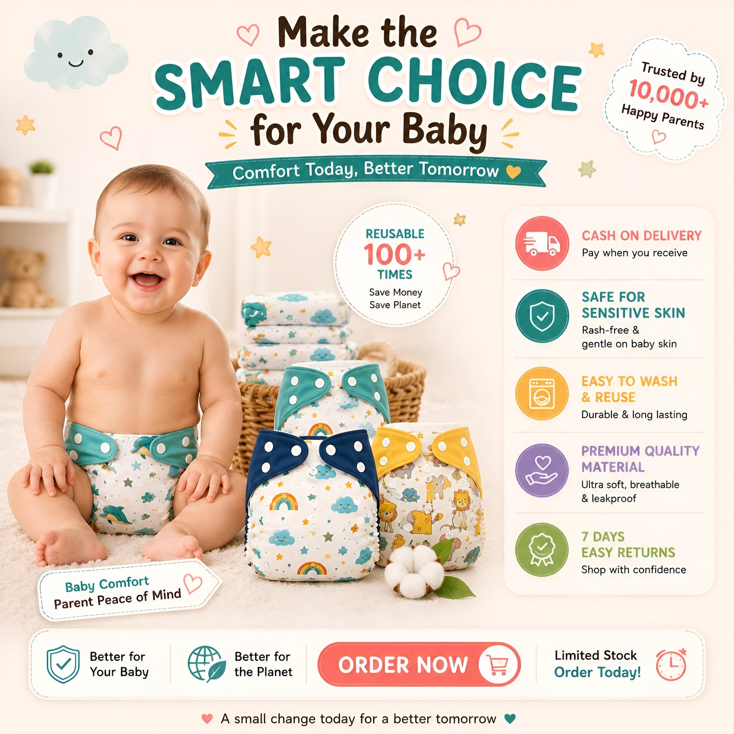 Premium Reusable Cloth Diaper